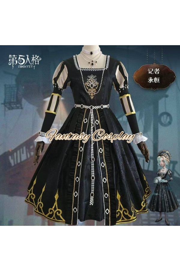 Identity V Journalist Alice DeRoss Eternity Black Dress Gothic Cosplay Costume